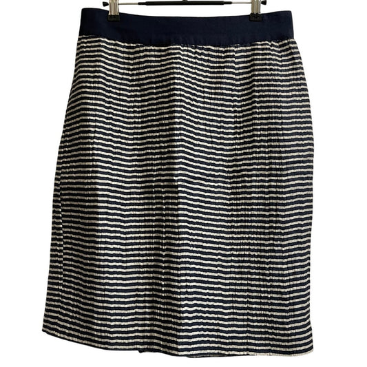 Ann Taylor The Loft Navy Blue Striped Crinkle Blend Pencil Skirt Size 6