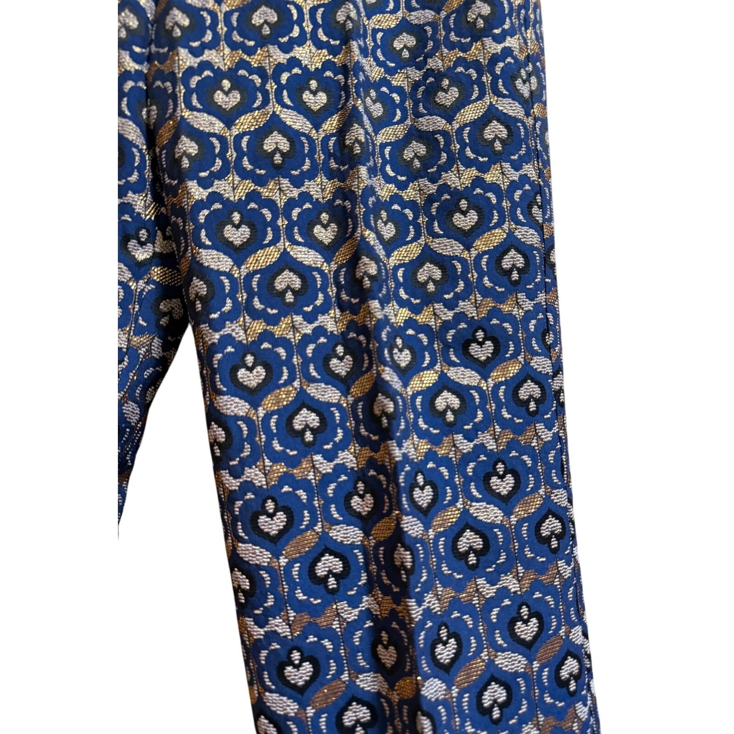 Trina Turk Blue & Gold Shibui Pants - Feather Hem - Size 6 - NWT - $398 MSRP