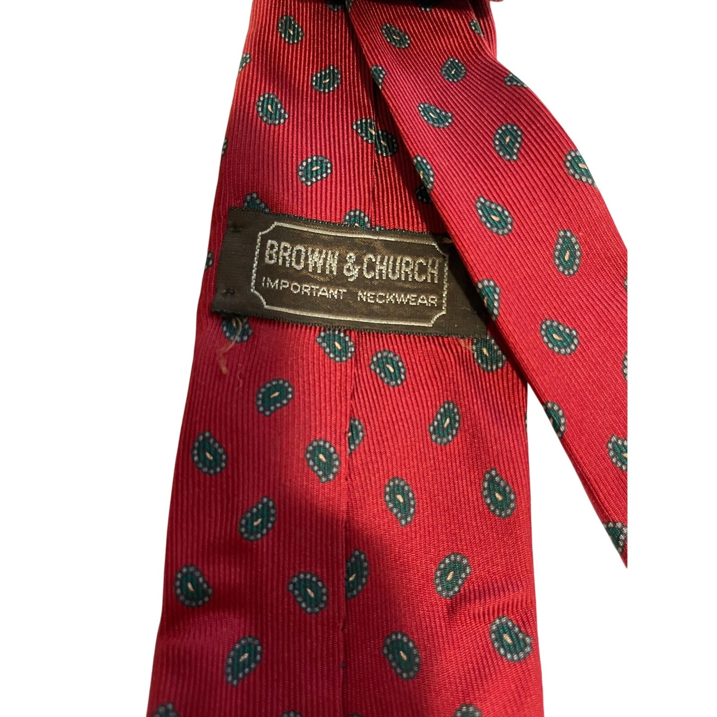 Vintage Brown & Church All Silk Red Patterned Necktie