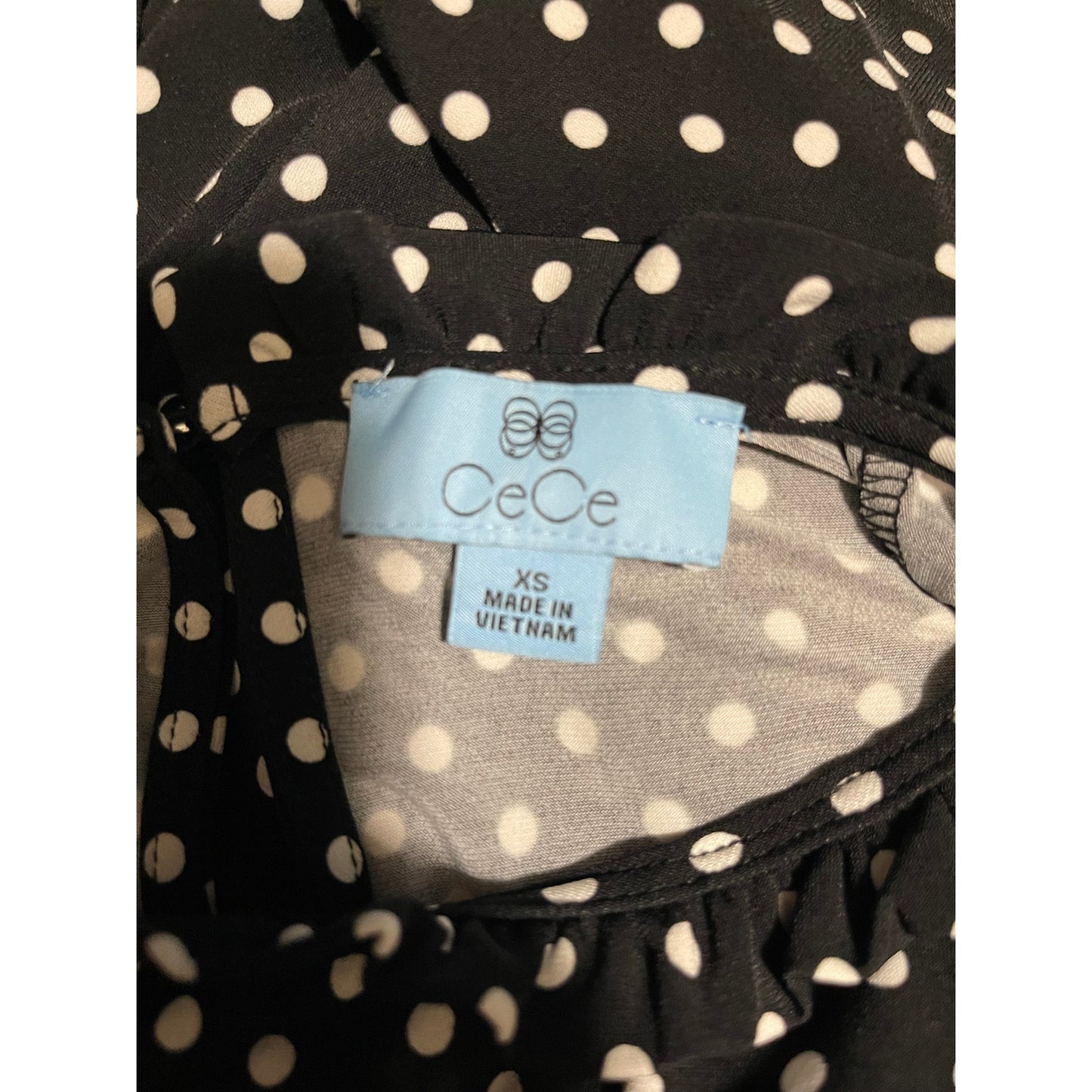CeCe Black and White Polka Dot Blouse - Women's Size XS