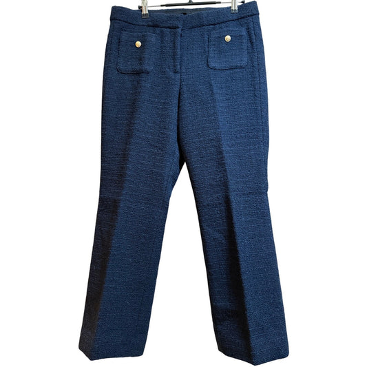 J.Crew Navy Blue Heavy Knit Wool Blend Straight Leg Trousers - Size 8