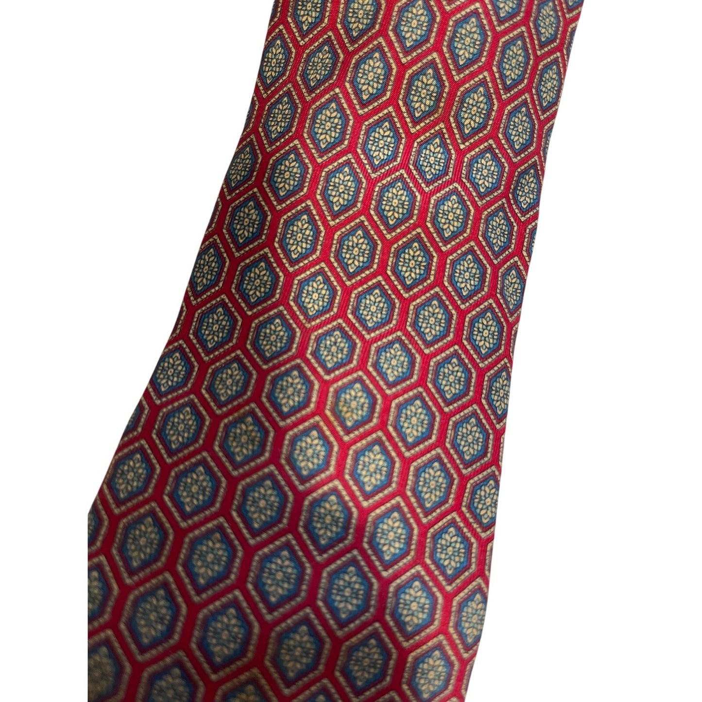 Vintage Aquascutum 10% Silk English Made Red Patterned Necktie