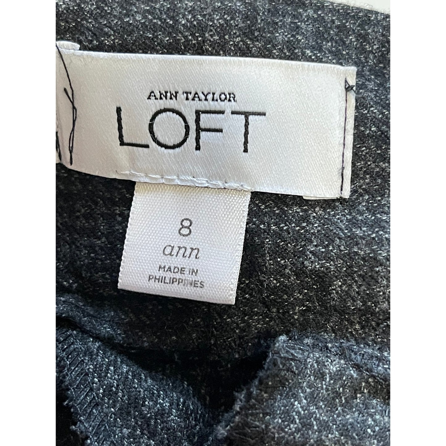 Ann Taylor LOFT Size 8 Dark Gray and White Herringbone Type Dress Pants
