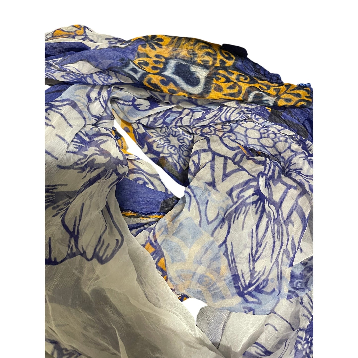 Unbranded Blue & Orange Floral Shawl