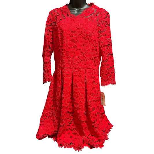 NWT Shoshanna Red Lace 3/4 Sleeve Midi Dress - Size 10