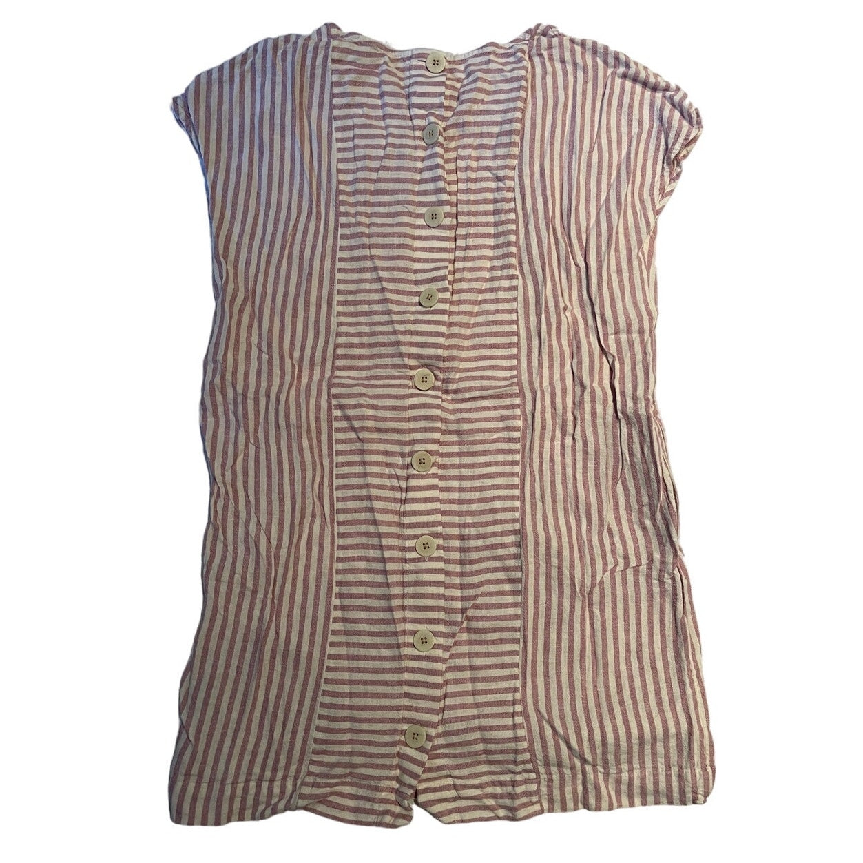 Madewell Women's Size Medium Pink and White Striped Mini Shirt Dress