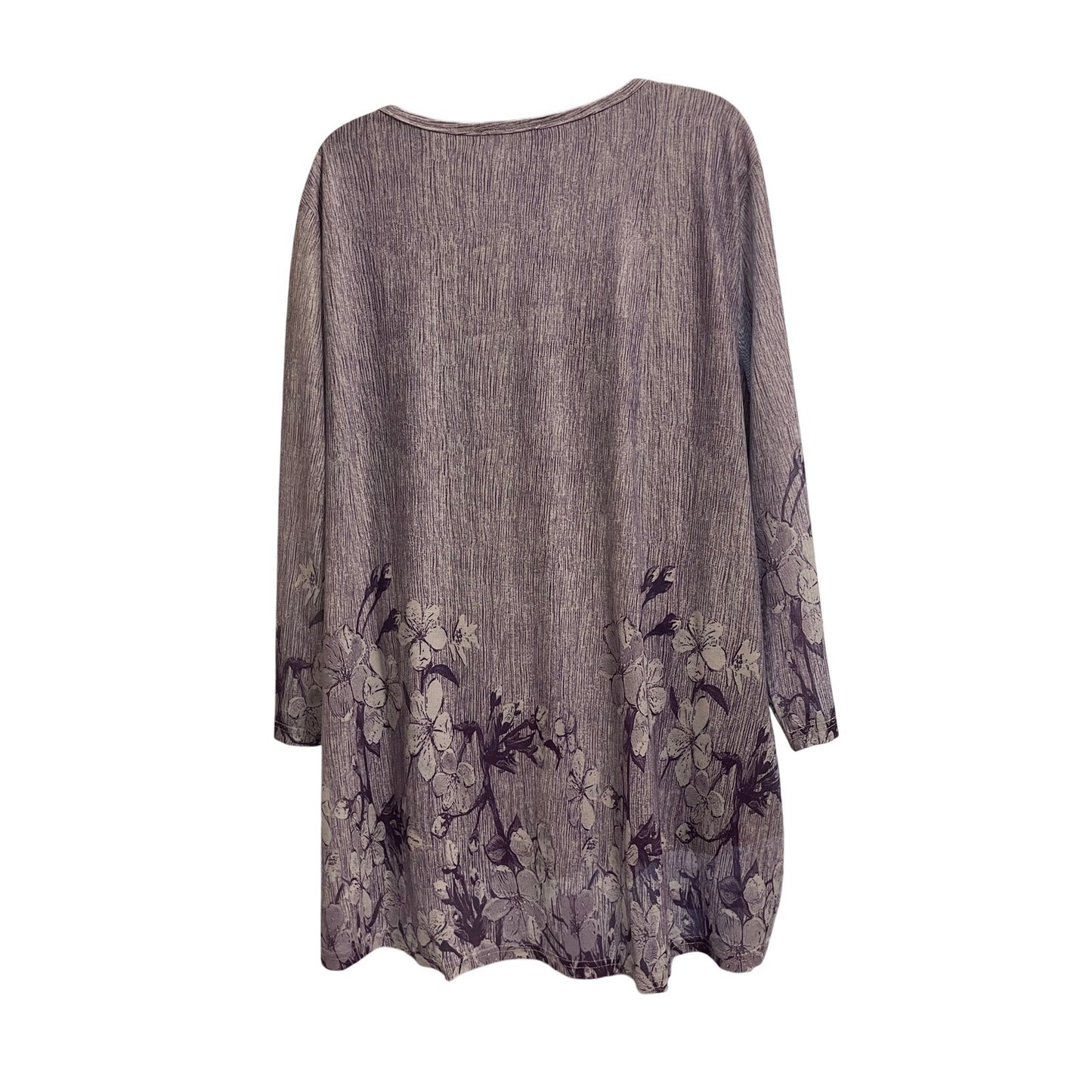 Timeson XXXL Purple Flowy Floral Print Long Sleeve Blouse
