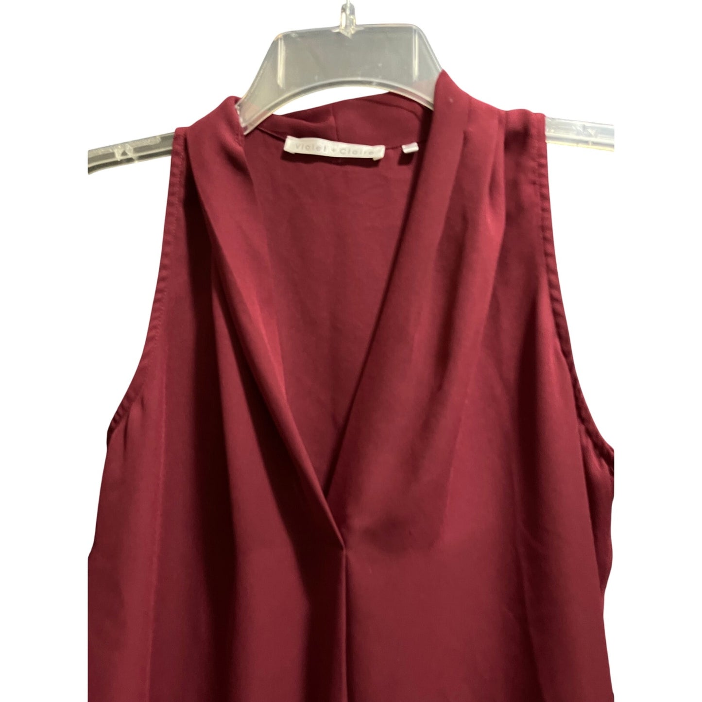 Violet & Claire Size Small Burgundy Sheer Sleeveless Blouse