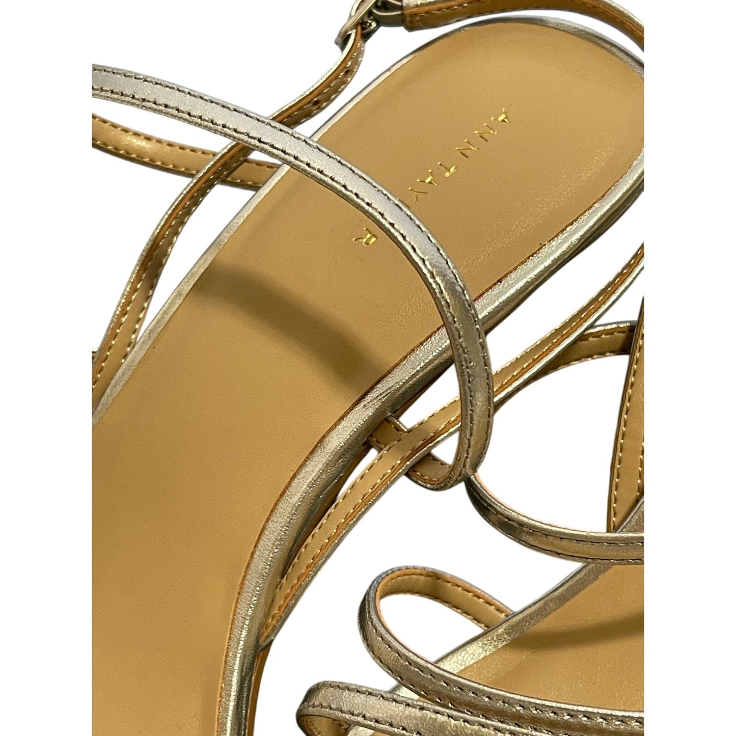 NIB Ann Taylor Silver Leather Strappy Sandals Size 9.5 M