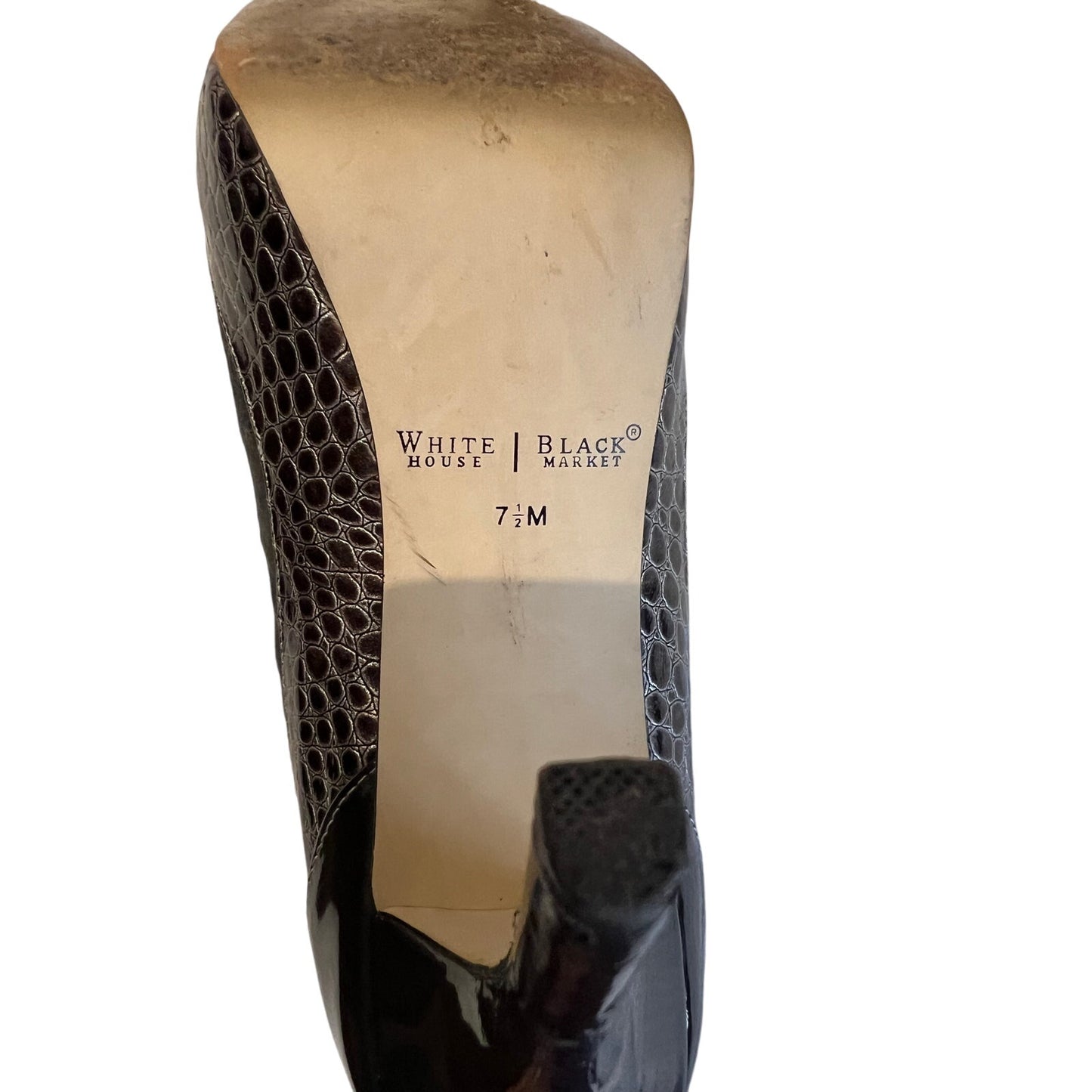 White House Black Market Silver Snake Skin Pump - Open Toe - 7.5M