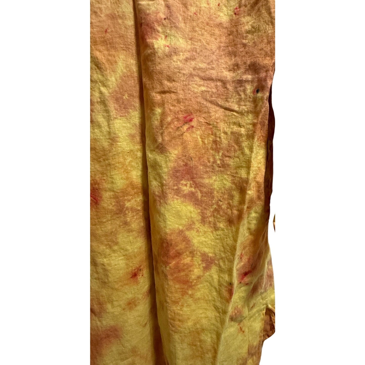 Felix 100% Linen Orange Tie Dye Tunic Dress - Long Sleeve - Large