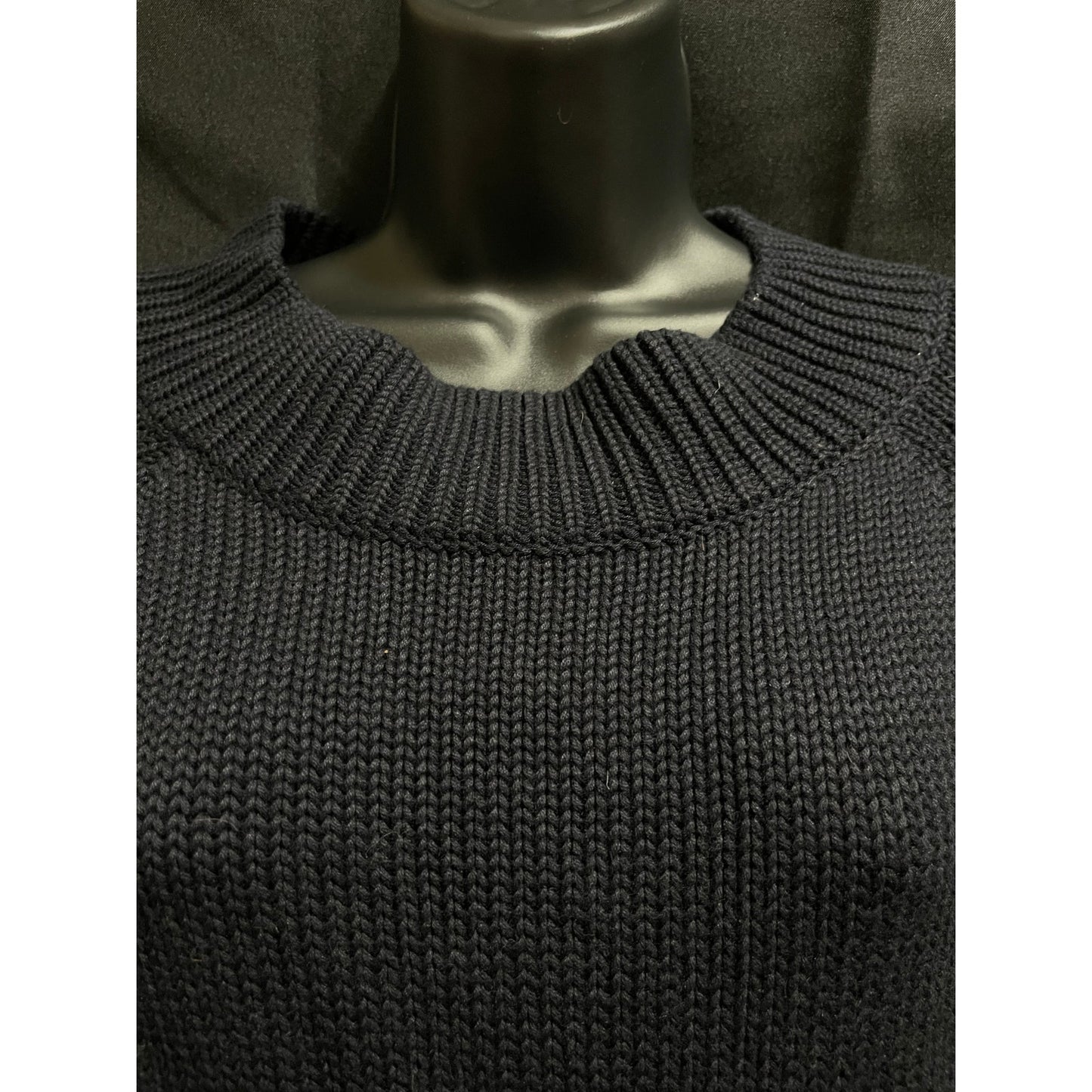 Cable Stitch Black and Brown Long Sleeve Knit Sweater Size Large