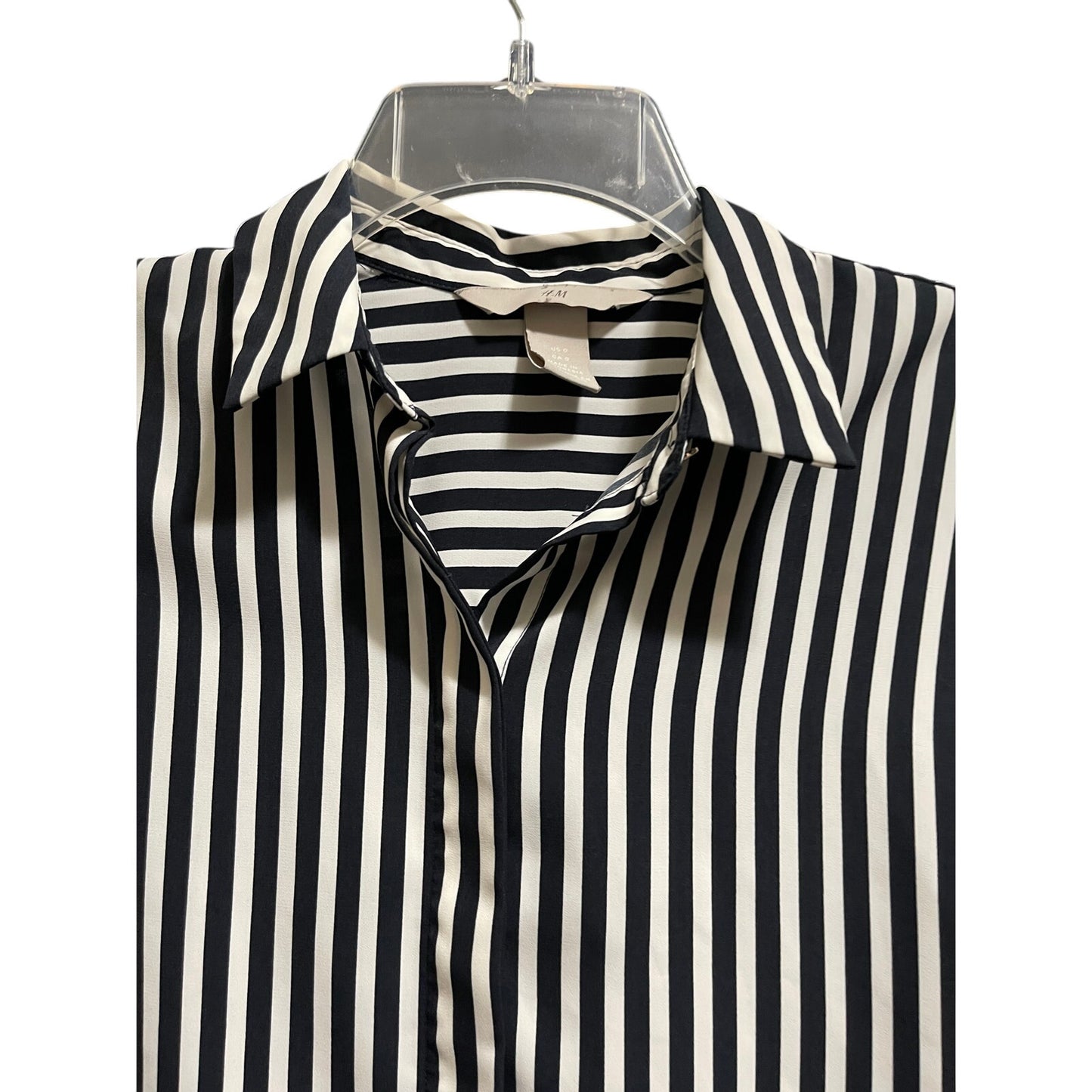 H&M Black & White Striped Long Sleeve Size 0 Oversized Blouse