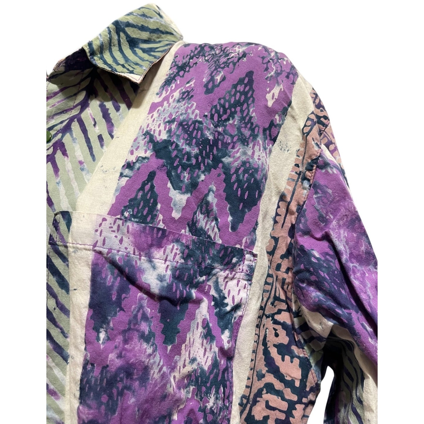 Vintage The Territory Ahead Abstract All Over Print Button Front Shirt - Medium