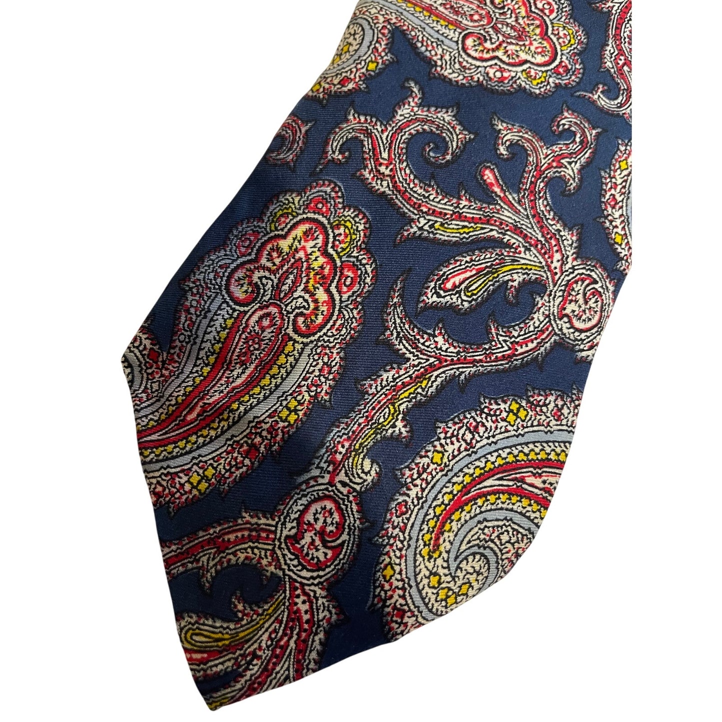 Vintage Bert Pulitzer Blue and Red Paisley Print Pure Silk Necktie