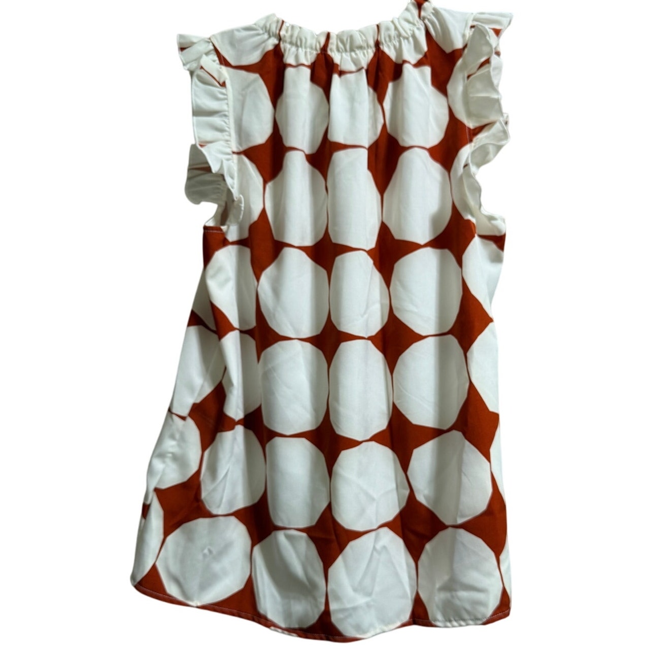 Ces Femme Red and White Patterned Sleeveless Blouse - Size Small - NWT