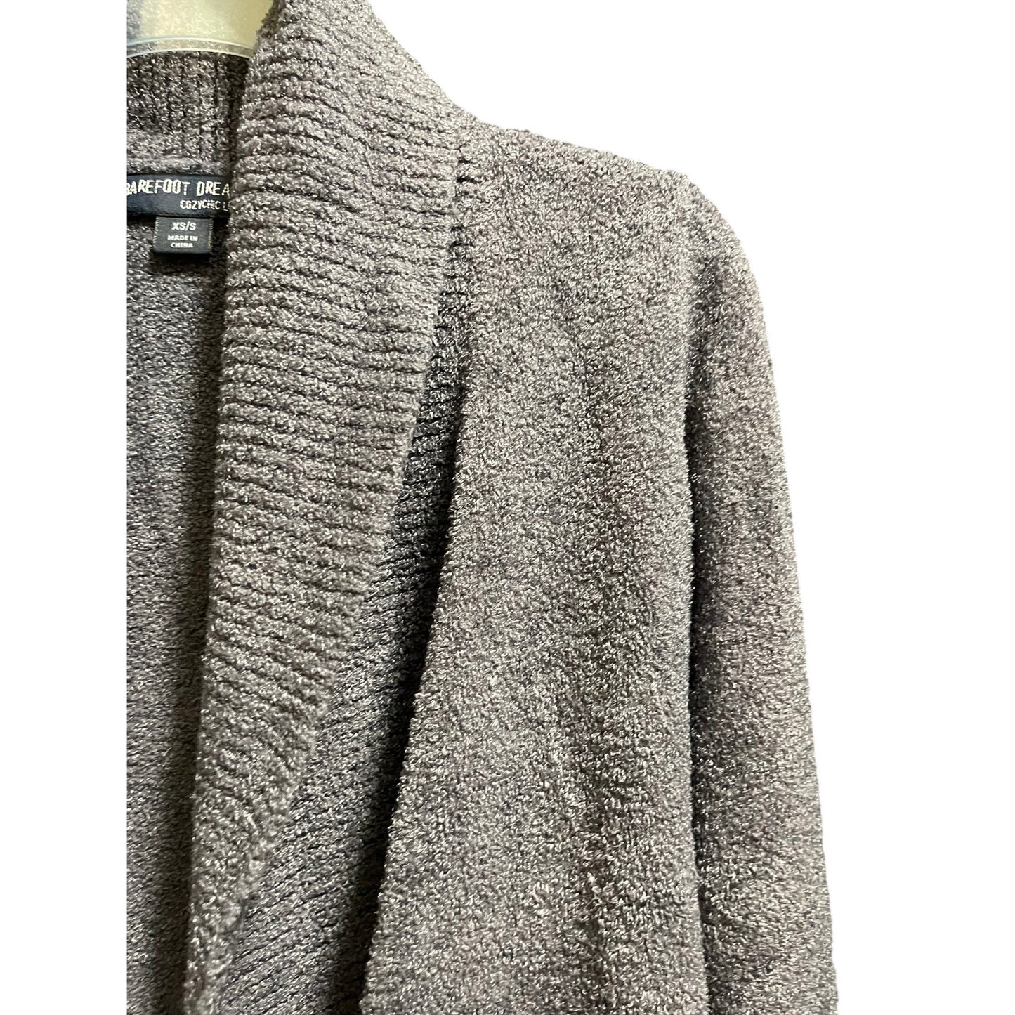 Barefoot Dreams CozeChic Light Dark Gray XS/S Open Cardigan