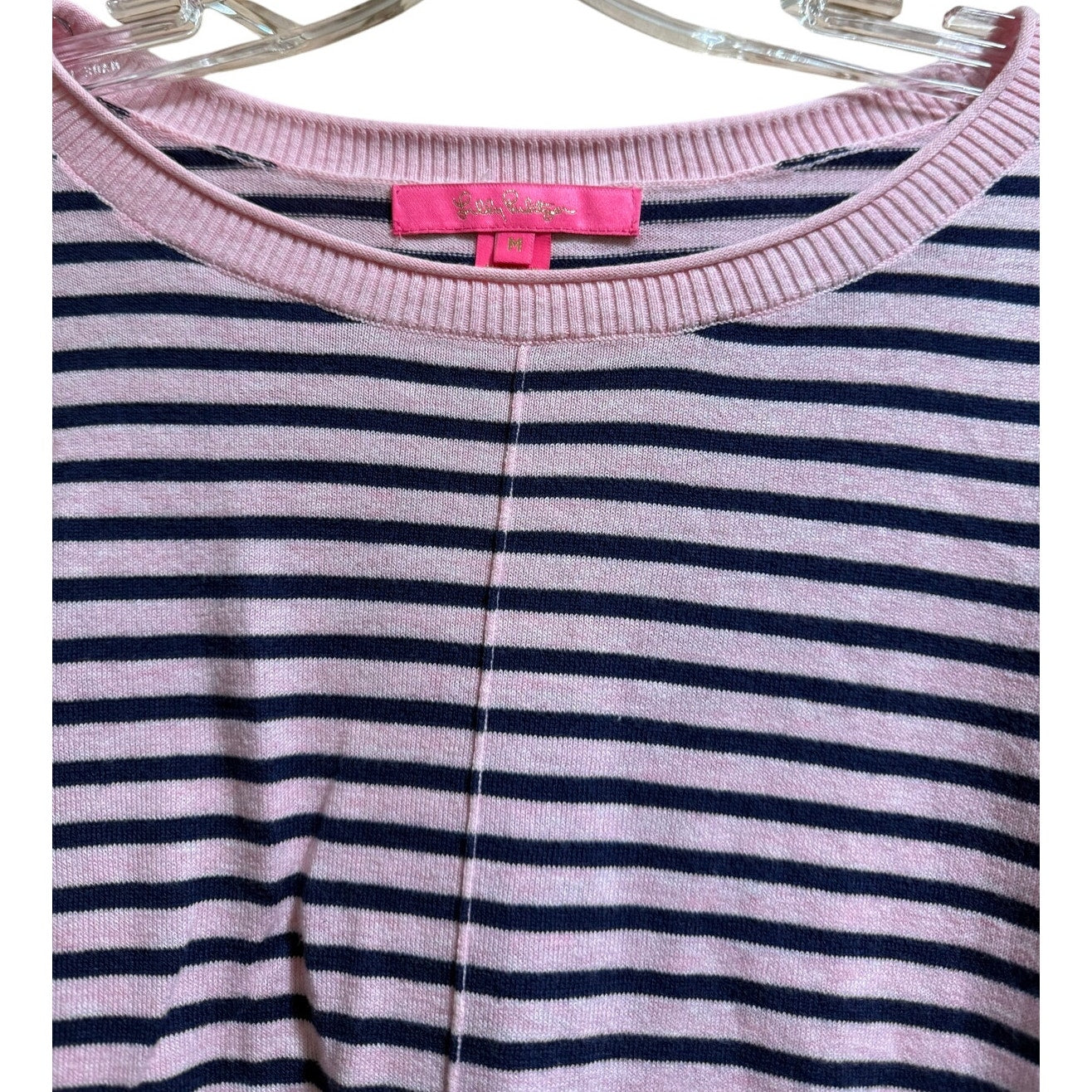 Lilly Pulitzer Pink & Navy Striped Sweater Long Sleeve - Size Medium