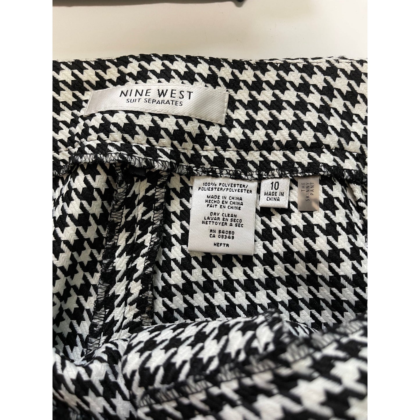 Nine West Suit Separates White Black Herringbone Size 10 Pants