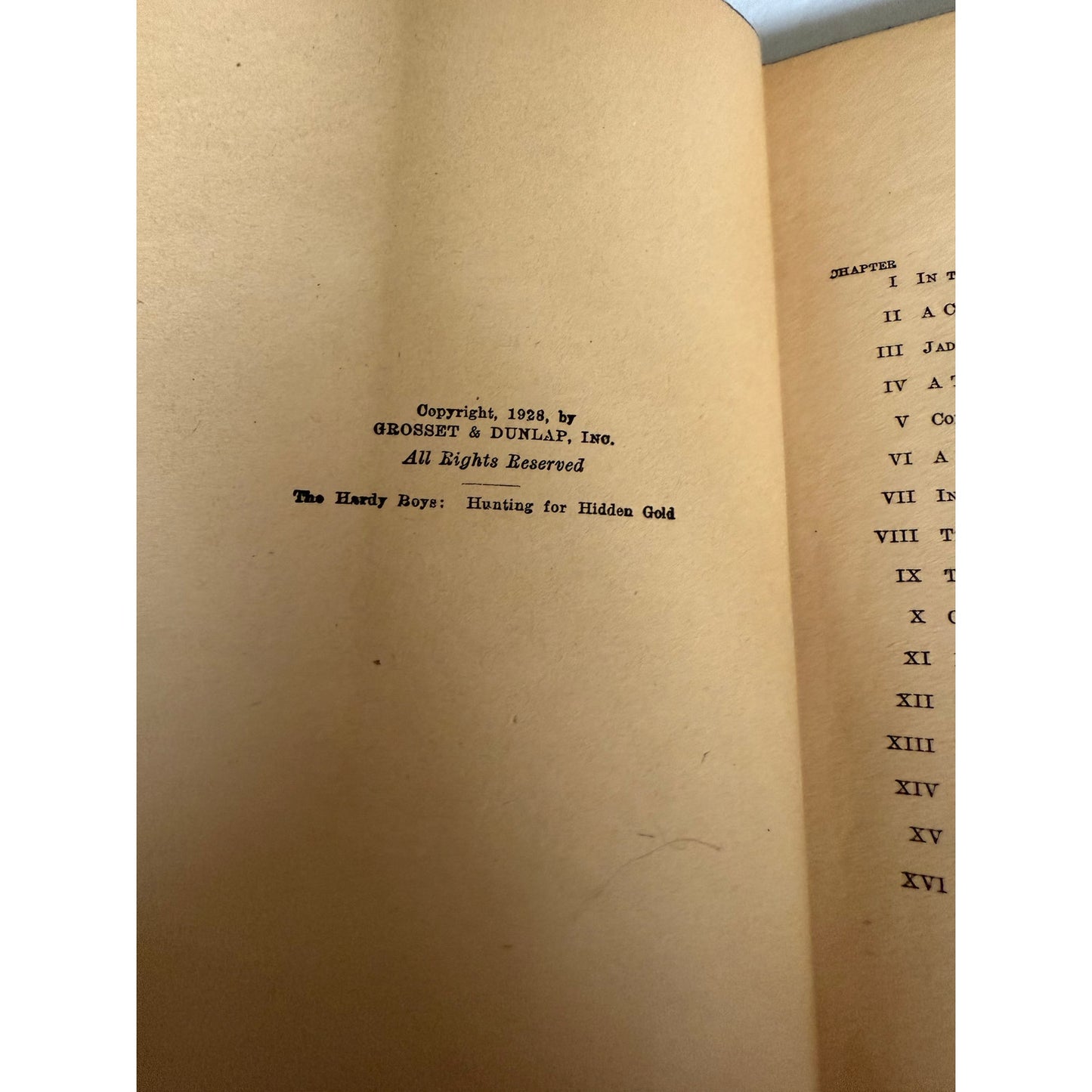 The Hardy Boys - Hunting for Hidden Gold - Franklin W. Dixon 1928 Tan Hardcover