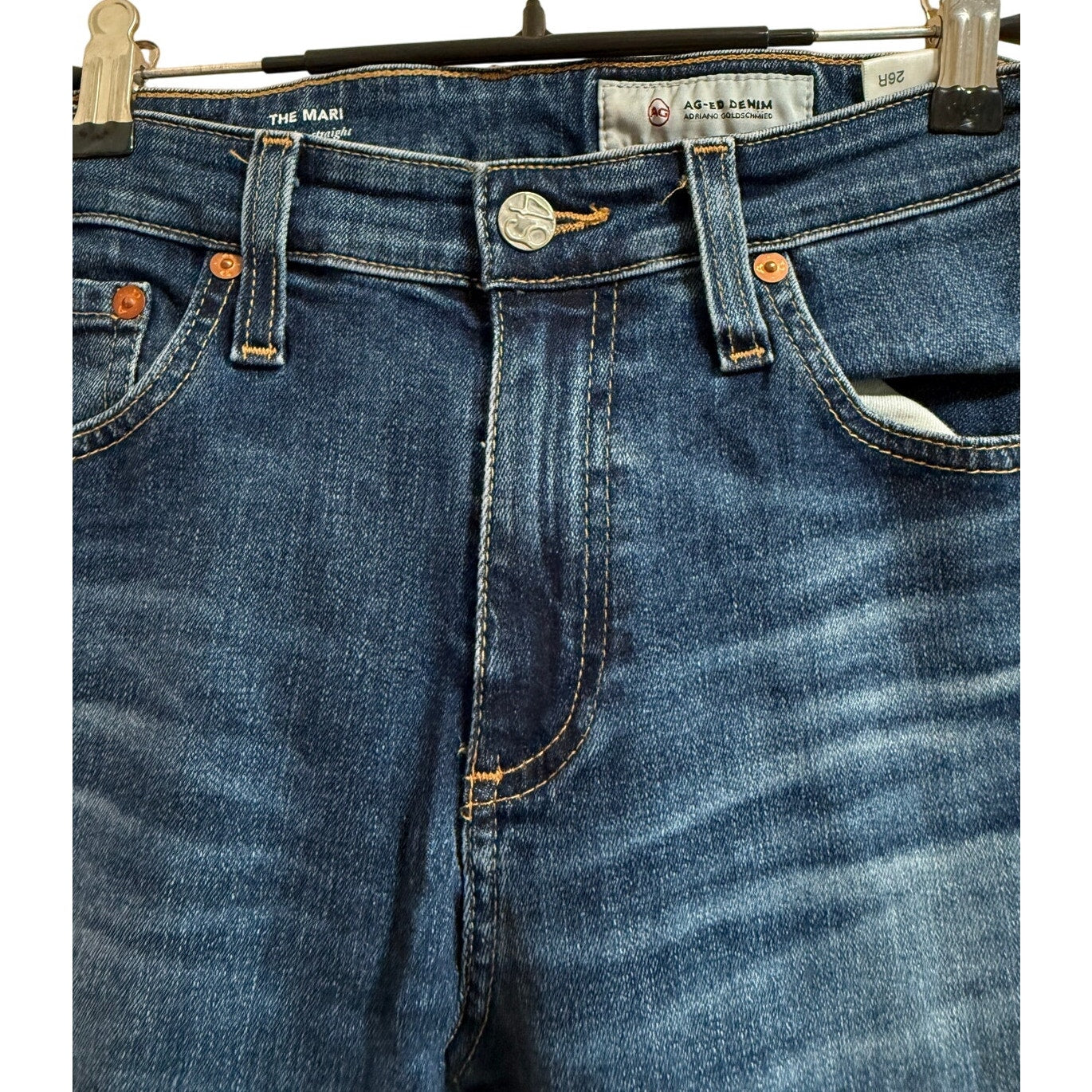 Adriano Goldschmid Mari High Rise Slim Straight Dark Wash Denim Jeans - Size 26