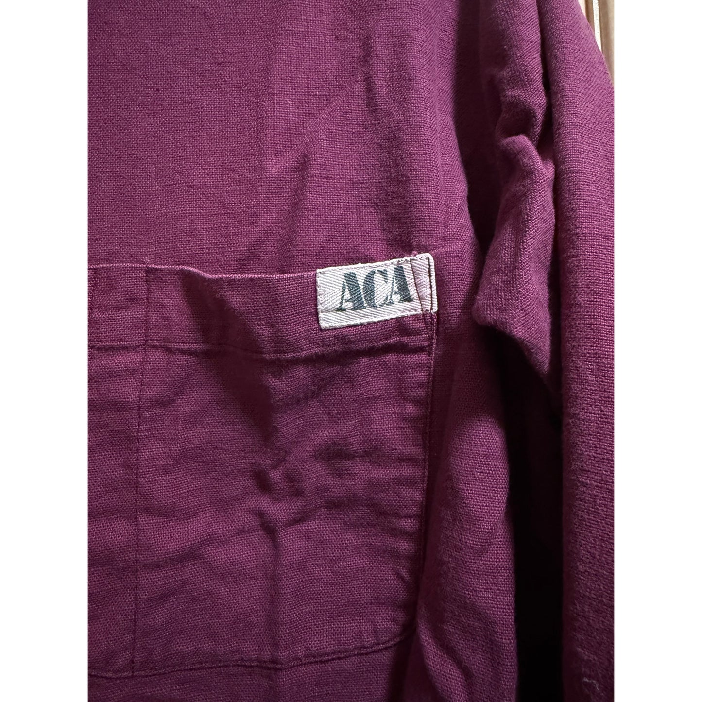 Vintage ACA Joe Military Style Maroon Button Up - Long Sleeve - Medium