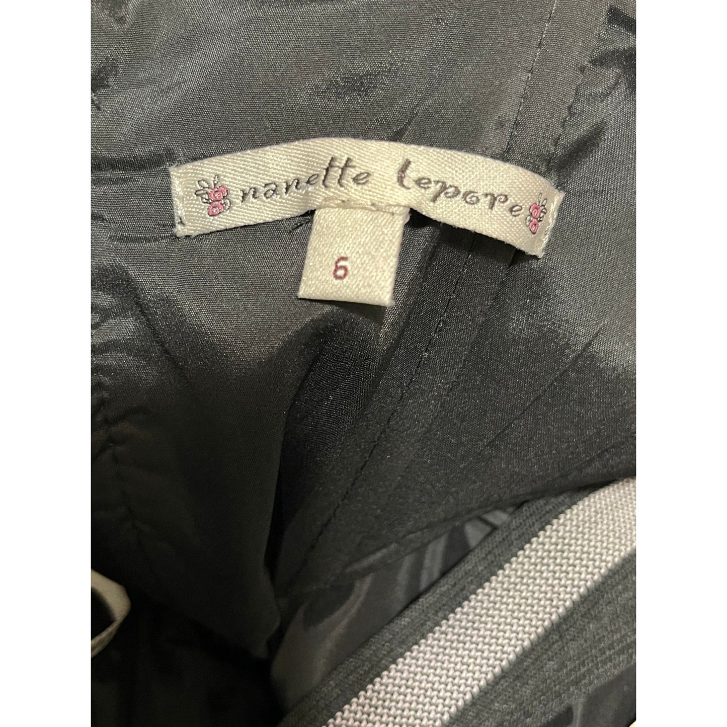 Nanette Lepore Strapless Black Satin Pencil Cocktail Dress (Size 6)