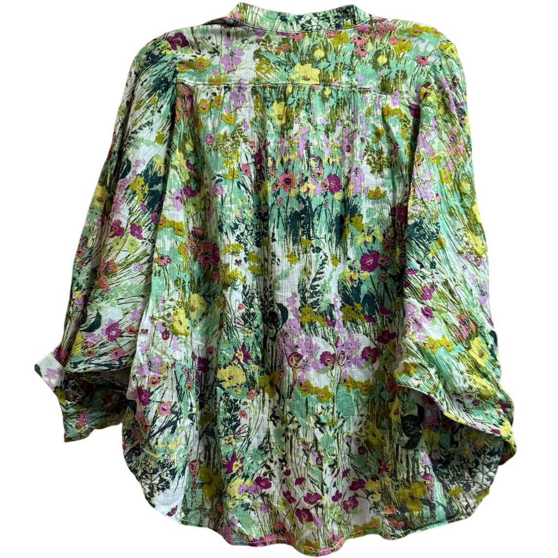 Pilcro Green & Pink Floral Print Boho Long Sleeve Blouse - NWT - XS - $98 MSRP