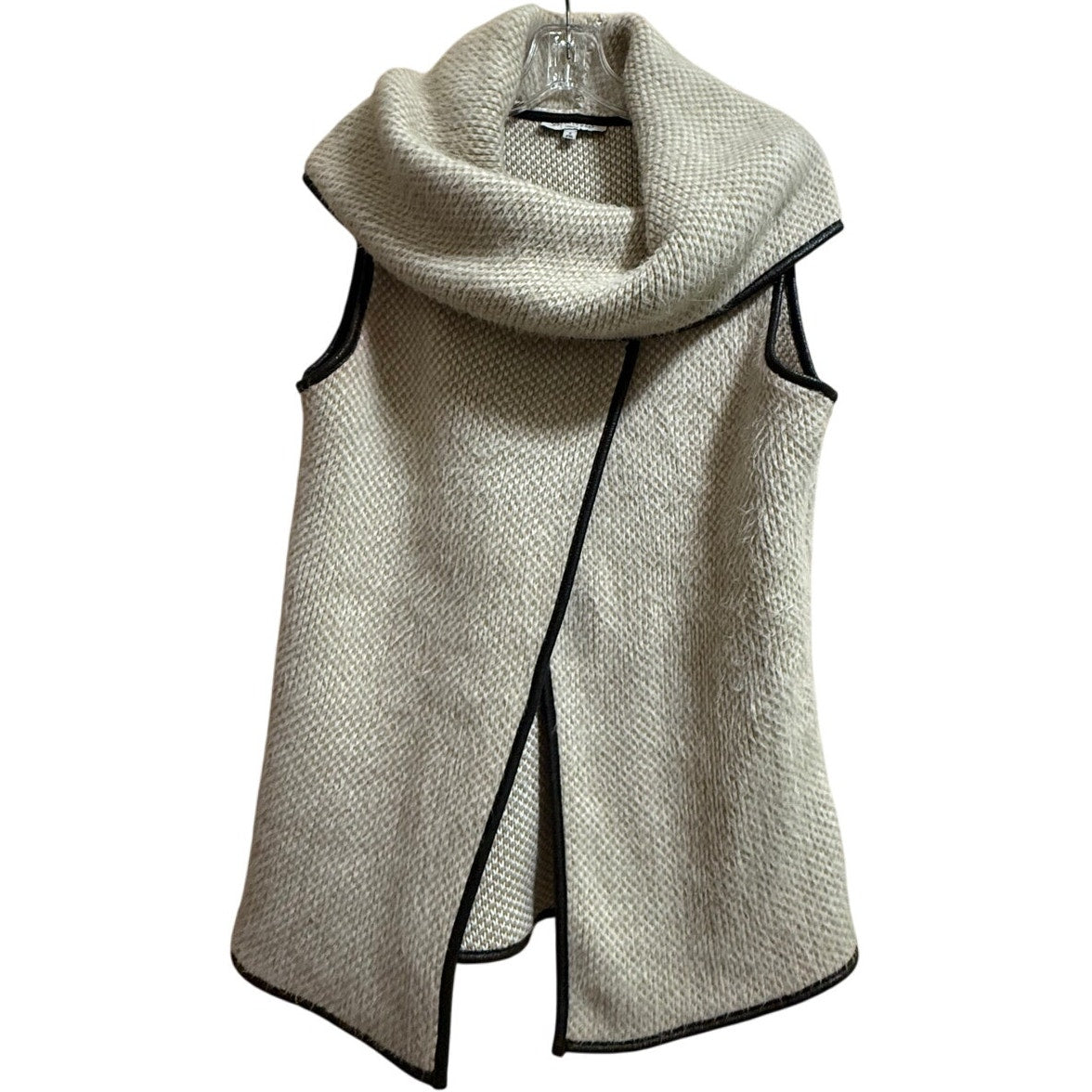 Waverly Grey Tan and White Sleeveless Knit Sweater - Size Small