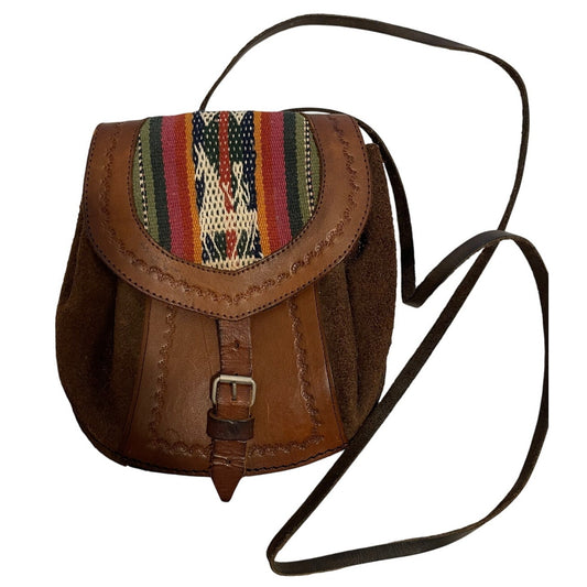 Vintage Leather Aliento Design Bolivian Satchel Bag