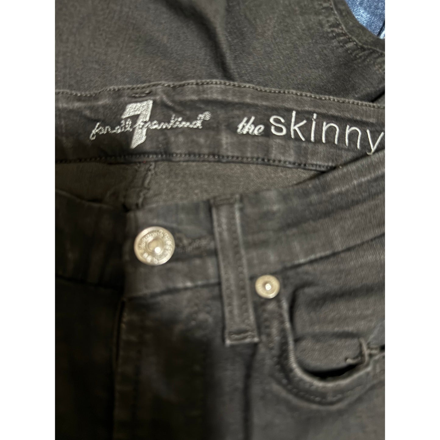 7 For All Mankind The Skinny Black Denim Jeans - Size 26