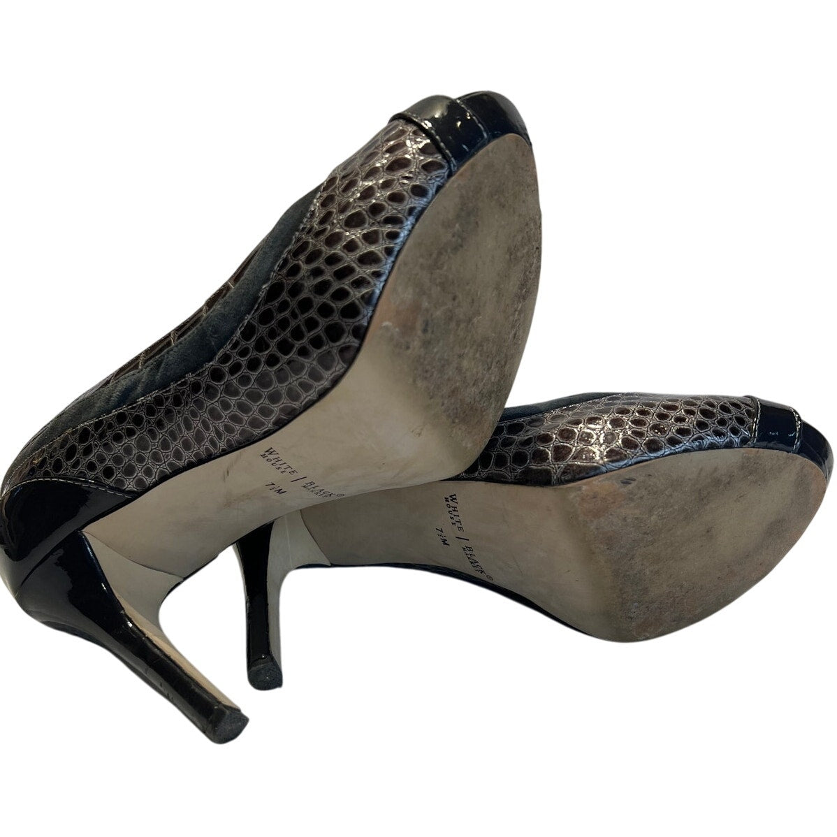White House Black Market Silver Snake Skin Pump - Open Toe - 7.5M