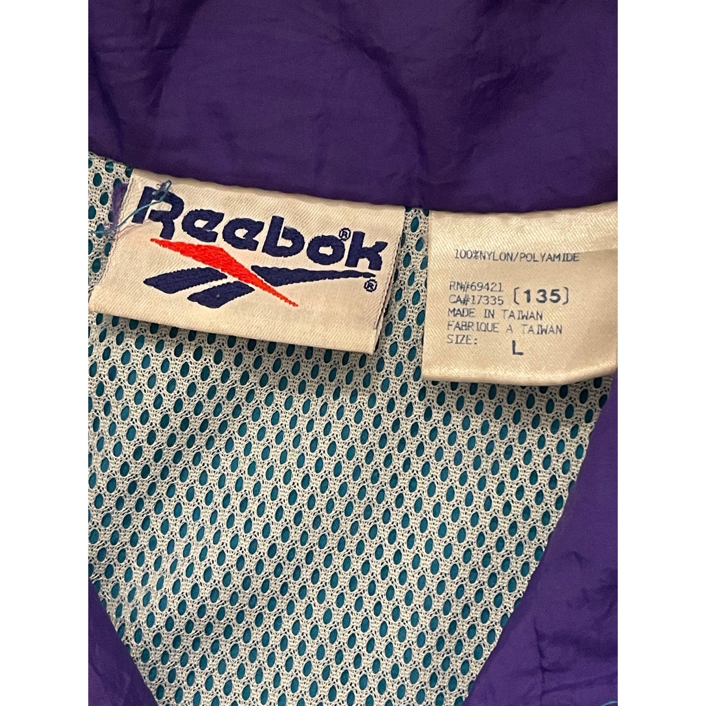 Vintage 90s Reebok Color Block Women's Large Windbreaker Retro Blue & Purple