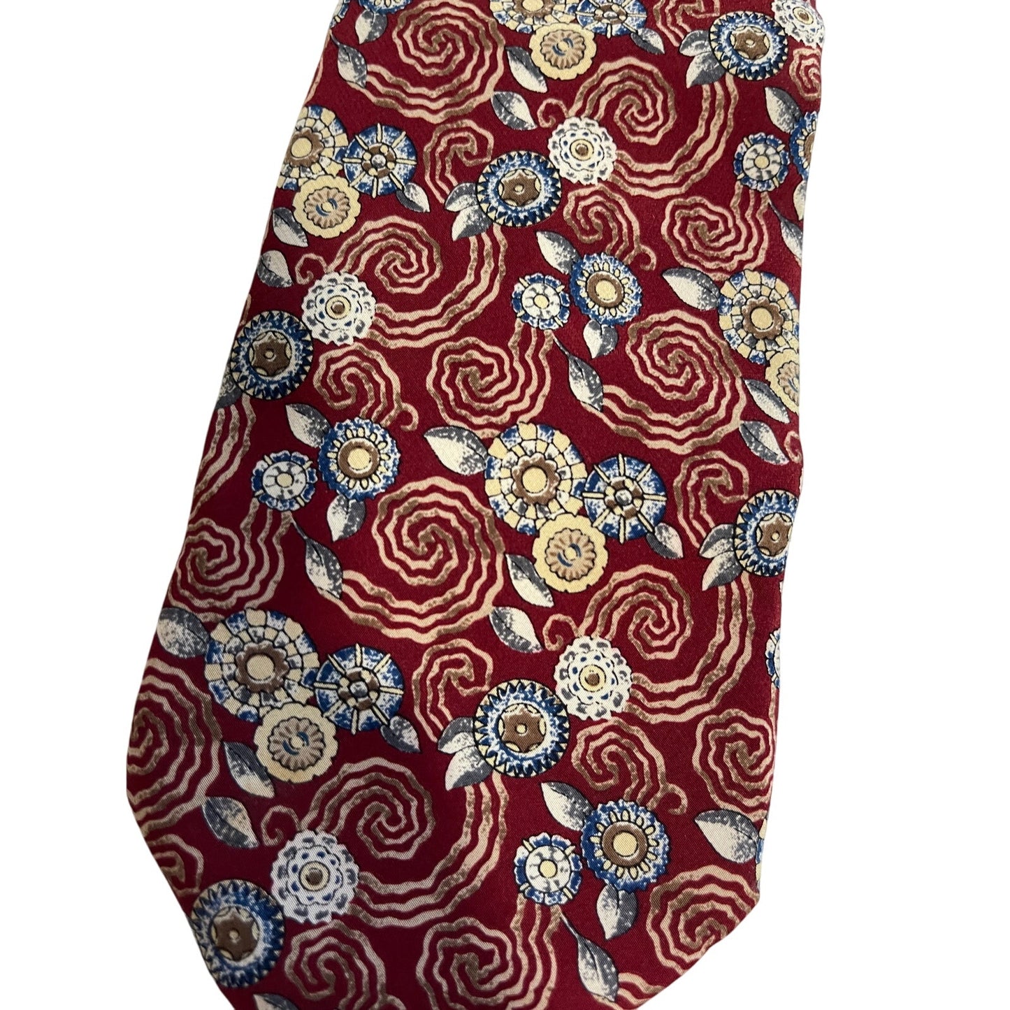 Vintage Metropolitan Museum of Art Red Abstract Print 100% Silk Necktie