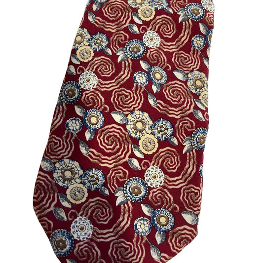 Vintage Metropolitan Museum of Art Red Abstract Print 100% Silk Necktie