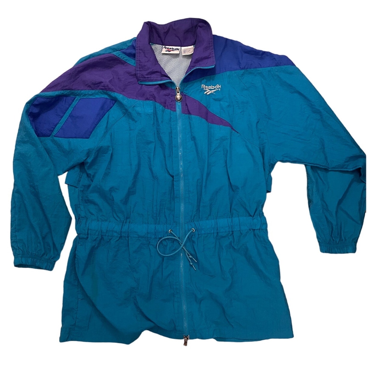 Vintage 90s Reebok Color Block Women's Large Windbreaker Retro Blue & Purple