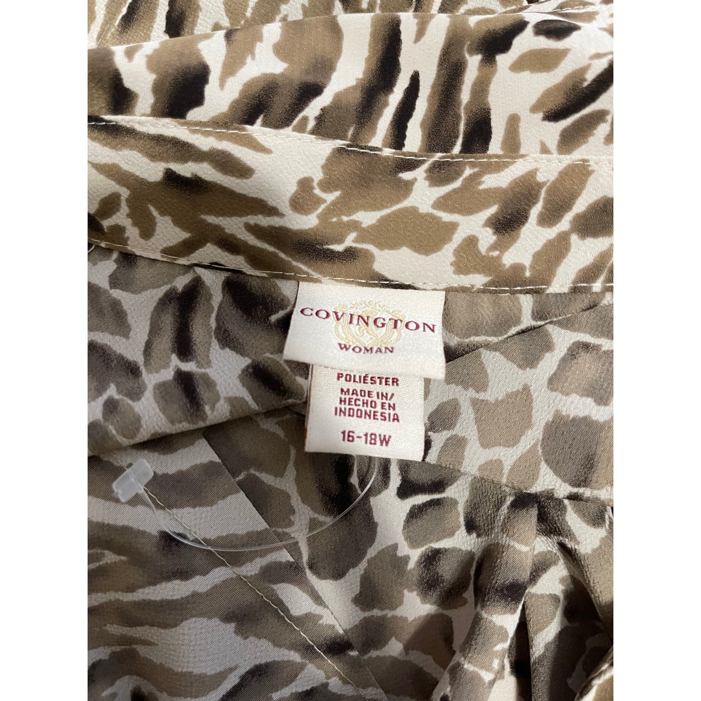 Covington Women's Size 16-18 Animal Print Button Up Blouse