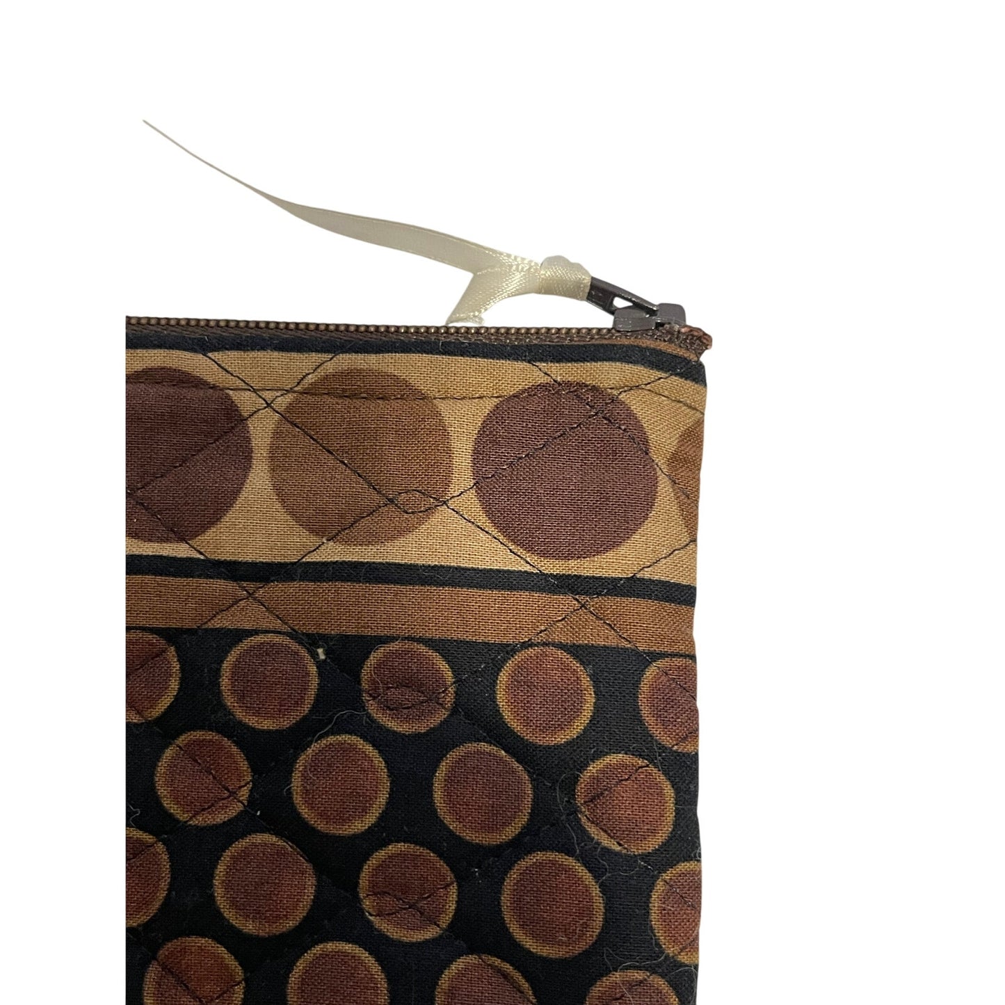 Y2K Quilted Zip Top Clutch Purse / Wallet - Unbranded - Brown Patterned