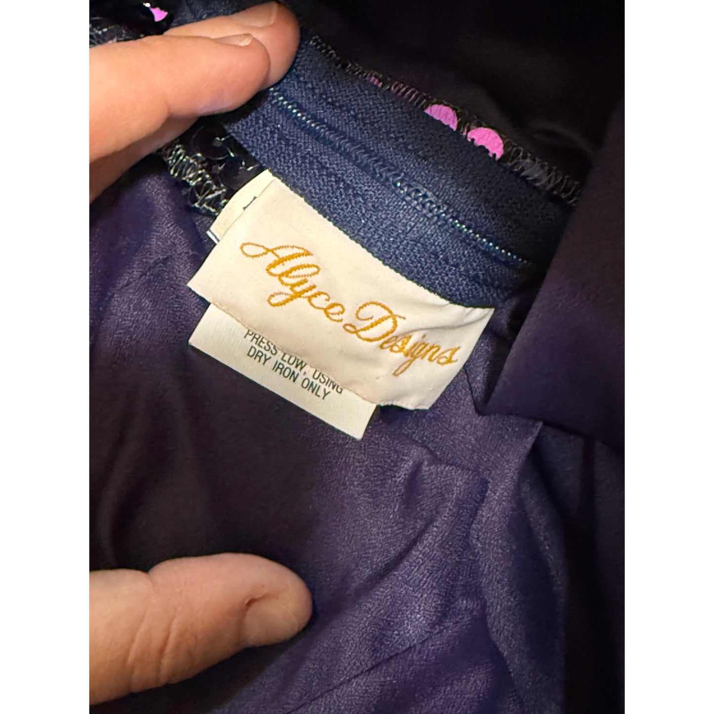 Alyce Designs Size 10 Purple & Black Sequined Sleeveless Dress