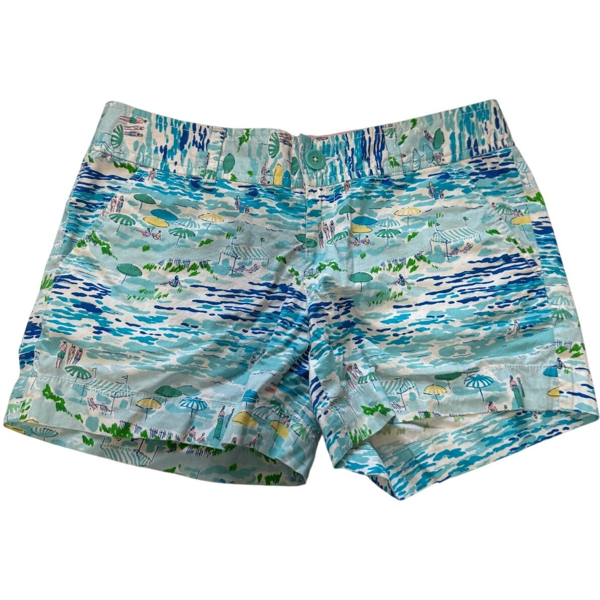 Lilly Pulitzer Blue & Green Beach Print Short Shorts - Size 4