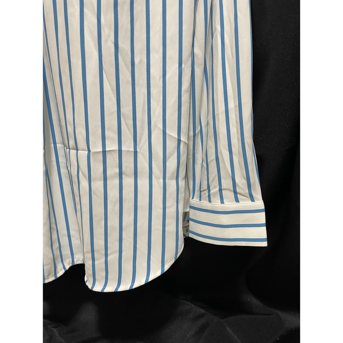 NWT Ann Taylor Blue & White Striped Oversized Crepe Blouse - Medium