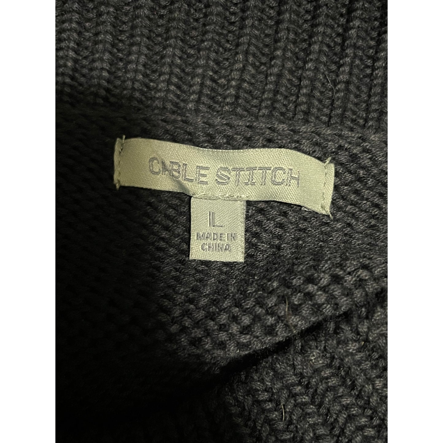 Cable Stitch Black and Brown Long Sleeve Knit Sweater Size Large