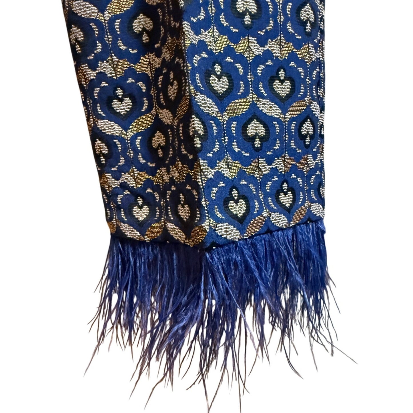 Trina Turk Blue & Gold Shibui Pants - Feather Hem - Size 6 - NWT - $398 MSRP