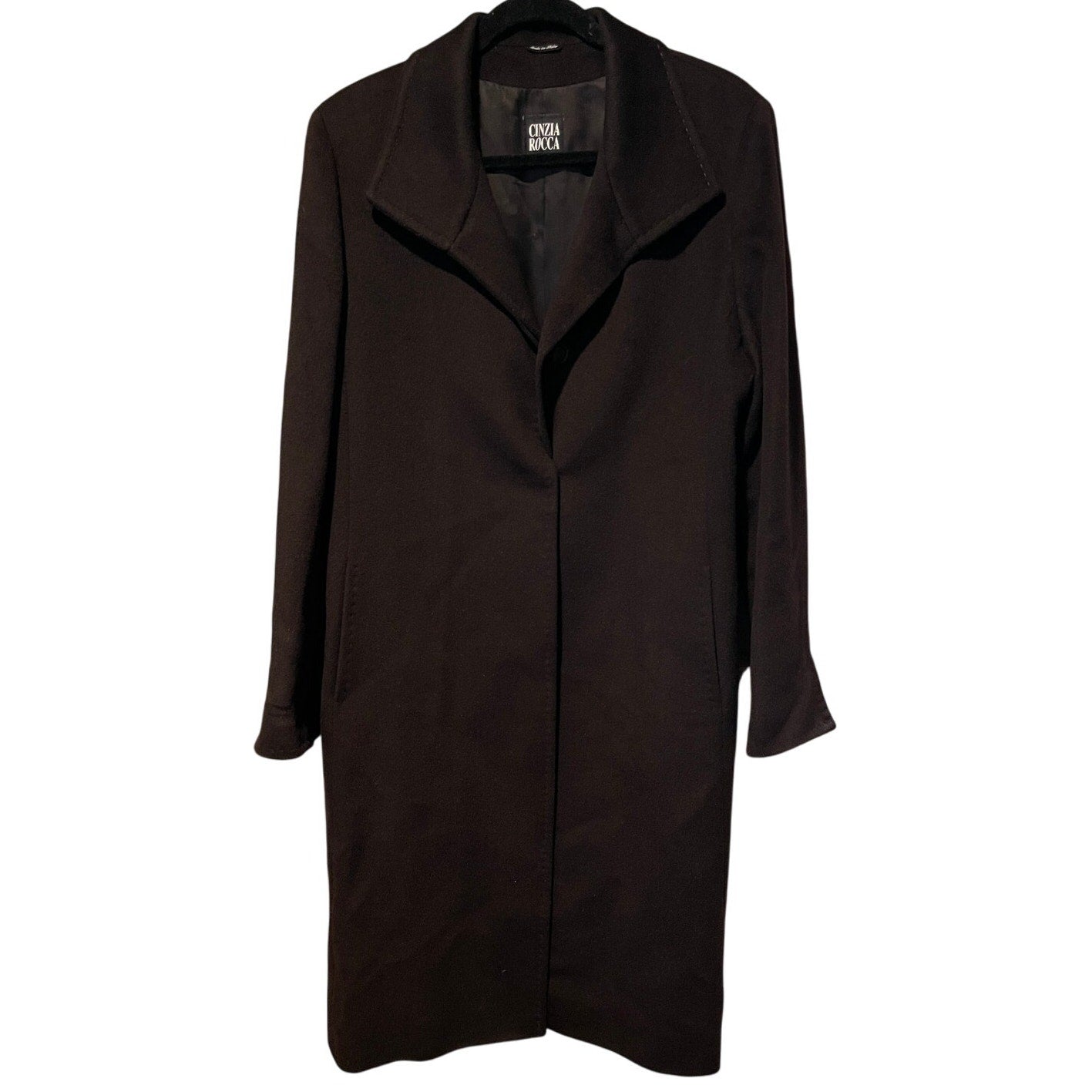 Cinzia Rocca Italian Wool & Angora Dark Chocolate Brown Over Coat