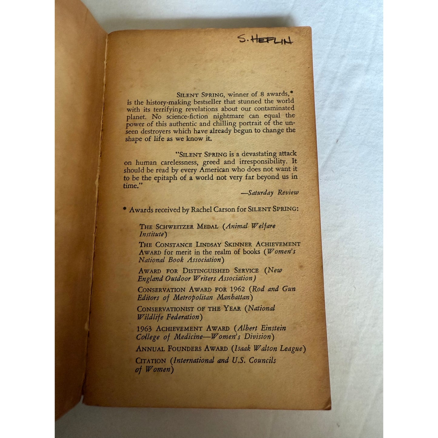Silent Spring - Rachel Carson - 1964 Crest 1st Printing - Paperback