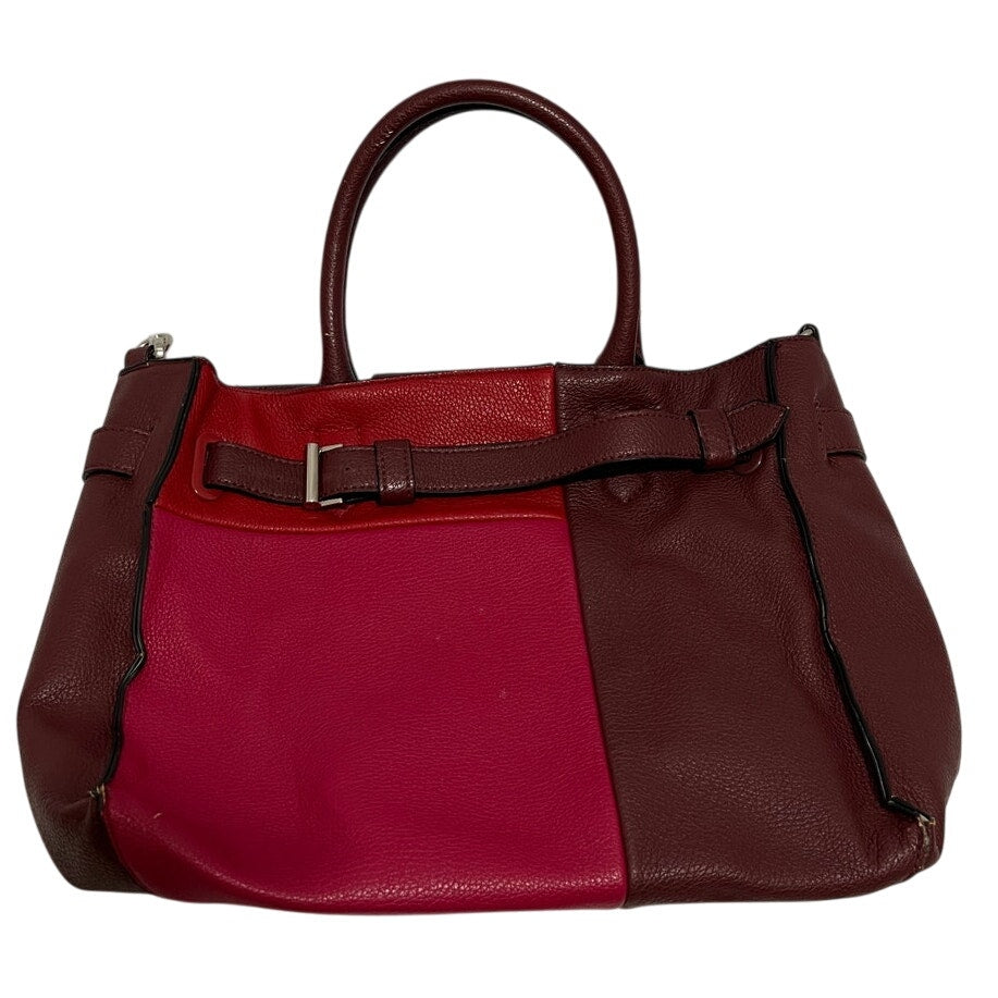 Reed Leather Purse - Red and Burgundy - Top Handle