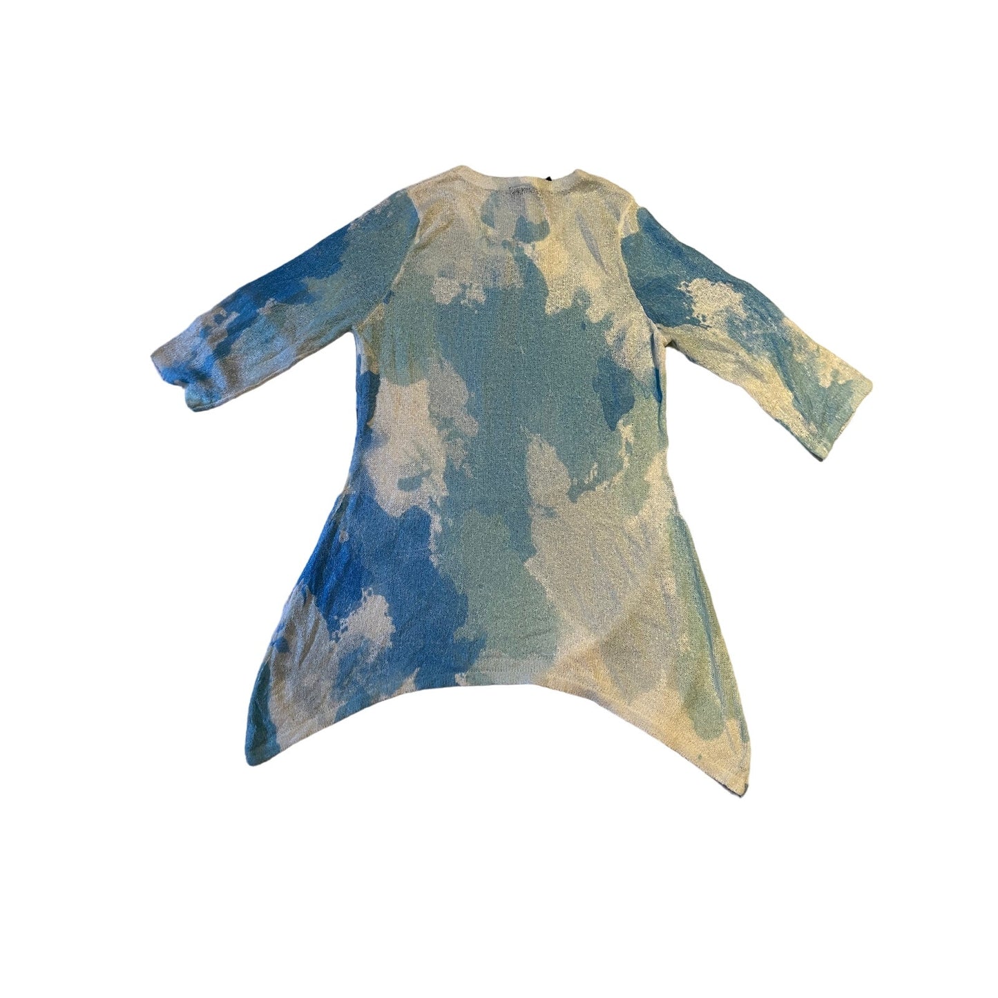 Ethyl Size Small Blue and White Abstract Tight Knit Blouse