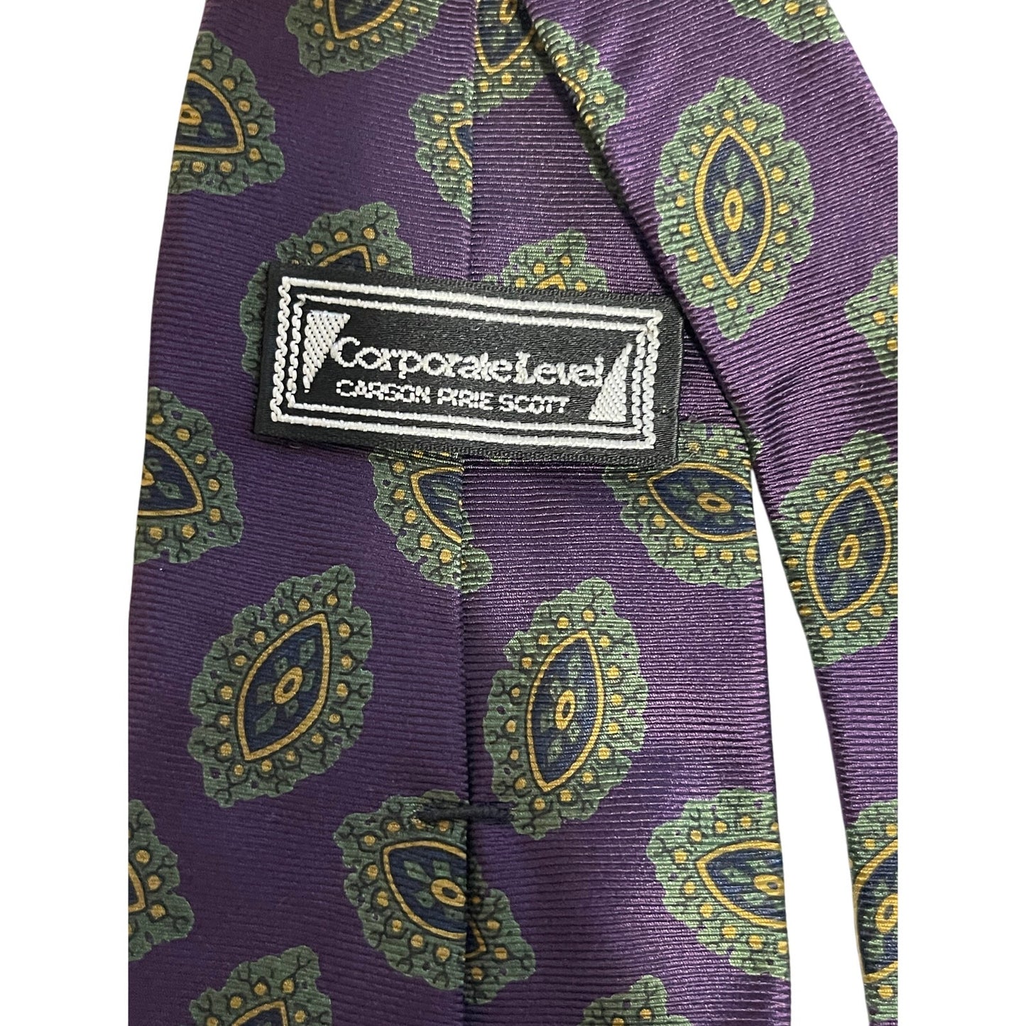 Vintage Carson Pirie Scott Purple Patterned 100% Italian Silk Necktie