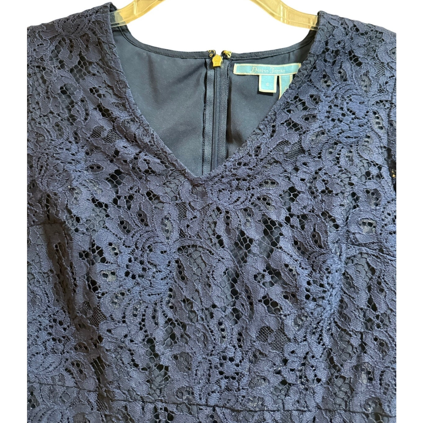 Draper James Navy Blue Lace Midi Dress - 3/4 Sleeve - Size 6 - NWT $195 MSRP
