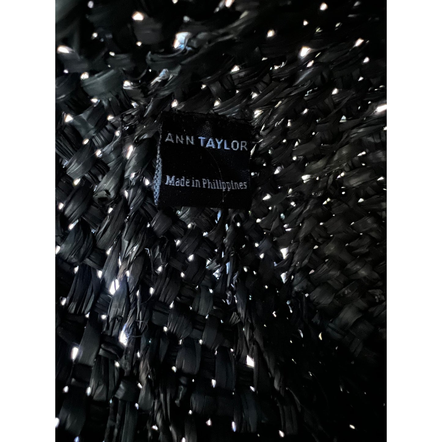 Ann Taylor Woven Tote Bag Tan and Black 17" x 13" Tall - Beach Summer